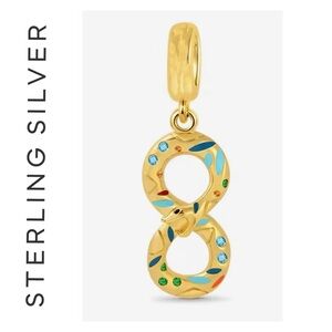 🌟 14K Gold Plated Multicolored Stones Infinity Snake Charm